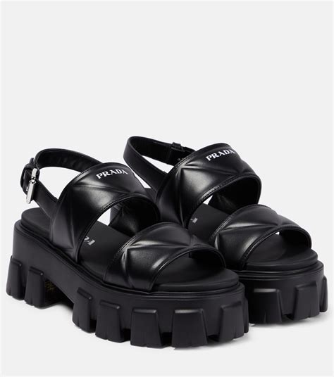 black sandals prada|prada chunky heel sandal.